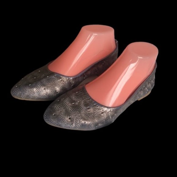 SPRING STEP Textured Cutout Metallic Pewter Soft Leather Shoes NEW Size 7.5 - Picture 4 of 6